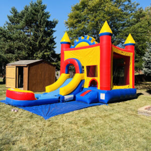 Castle Wet & Dry Combo Inflatable - Red/Blue/Yellow